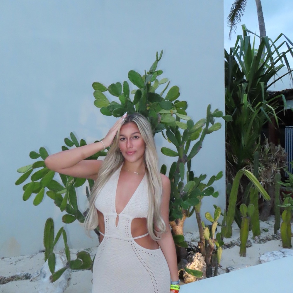 tan Knit Cutout Dress